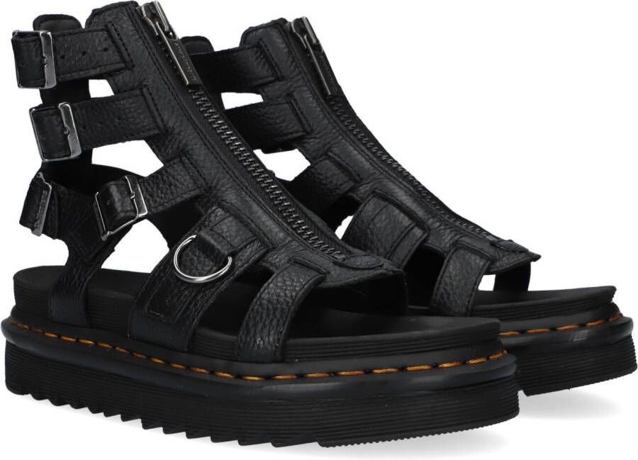 Dr. Martens Zwarte Leren Plateau Sandalen met Rits Black Dames