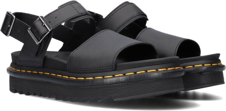 Dr. Martens Zwarte leren sandalen met Quad-zool Black Dames