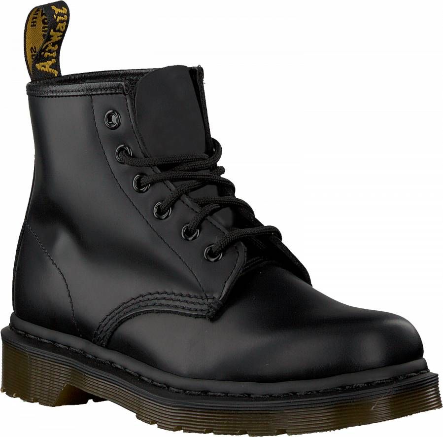 Dr. Martens Zwarte leren gevechtslaars met ritszak en 6 cm platform Black