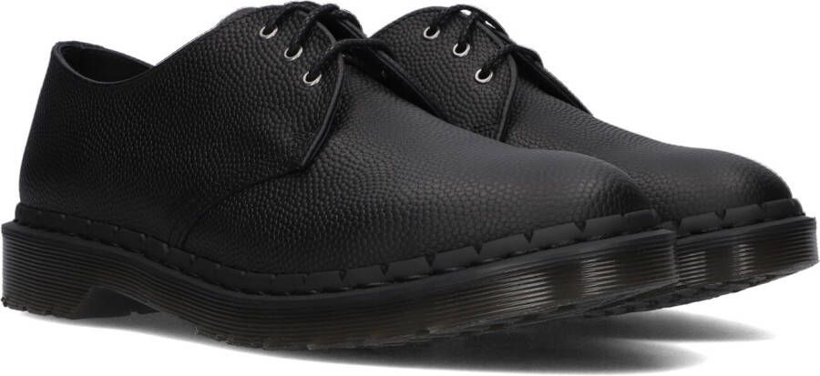 Dr. Martens Zwarte Schoenen van Geperst Leer met Veters Black Heren