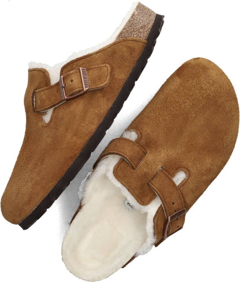 BIRKENSTOCK Cognac Instappers Boston Shear Sue