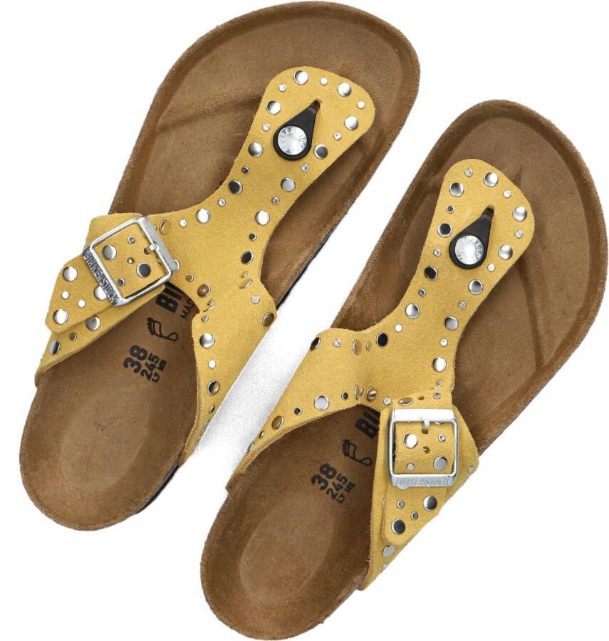 BIRKENSTOCK Gele Slippers Gizeh Rivet Border