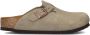 Birkenstock Boston Slippers Kids Suede Taupe Narrow Fit Unisex - Thumbnail 6
