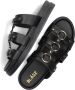 Blasz Zwarte Leren Slippers met Gouden Details - Thumbnail 6