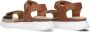 BunniesJR Bregje Beach Meisjes Platte Sandalen Cognac Imitatieleer Klittenband - Thumbnail 4