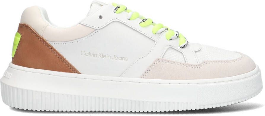 Calvin Klein Witte Lage Sneakers Chunky Cupsole Fluo Contrast