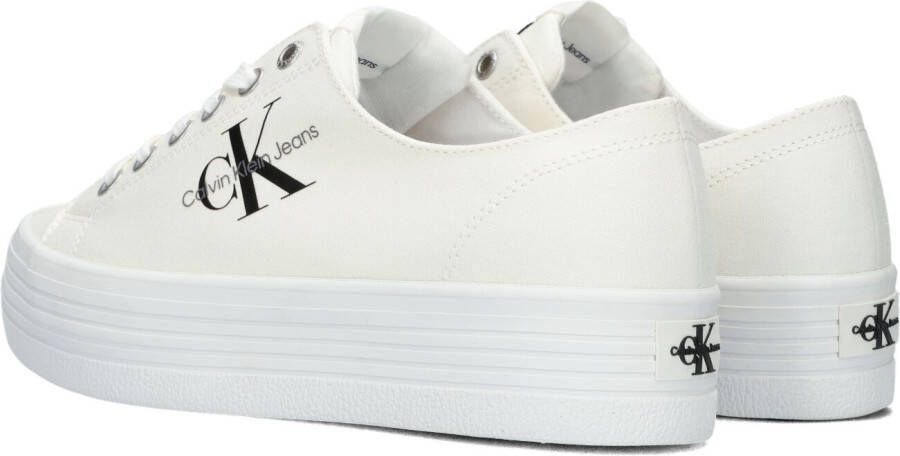 Calvin Klein Witte Lage Sneakers Vulcanized Flatform Laceup
