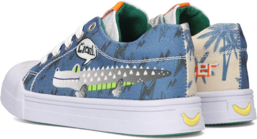 Go Bananas Blauwe Lage Sneakers Croco