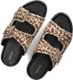Haboob Elysee suède slippers met panterprint beige bruin - Thumbnail 7