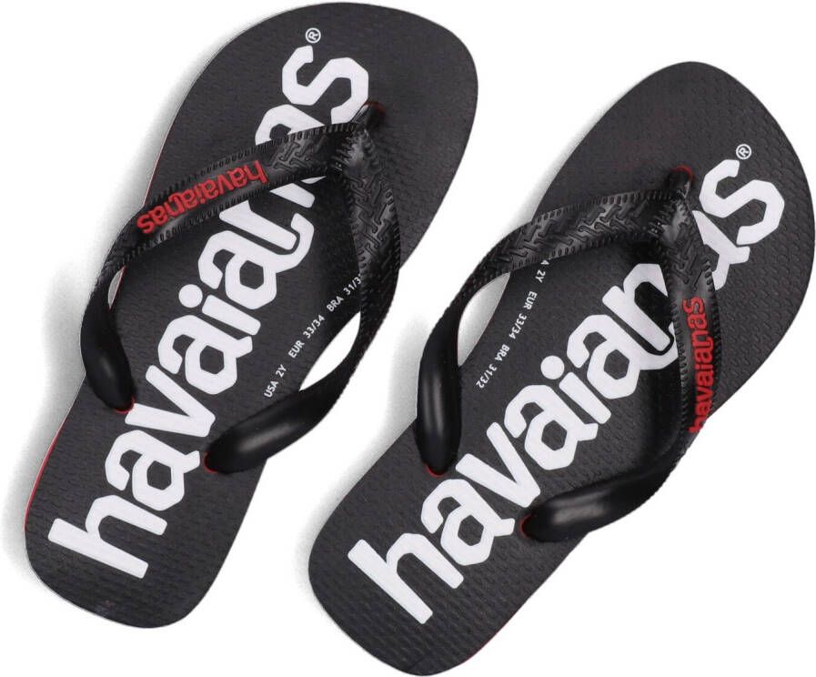 HAVAIANAS Zwarte Teenslippers Kids Top Logomania