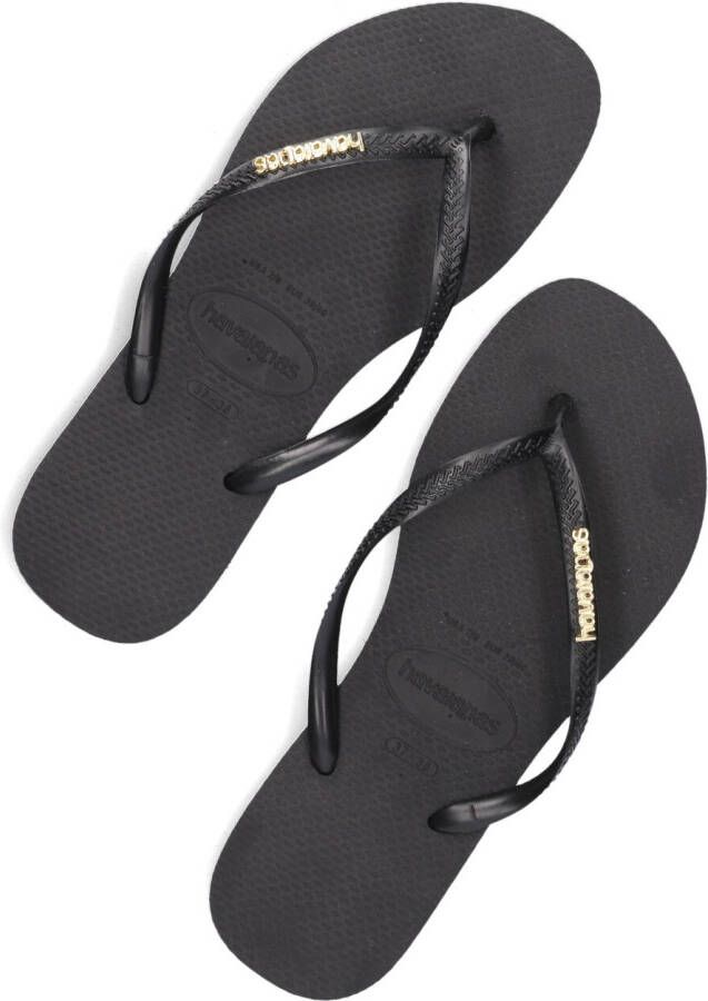 HAVAIANAS Zwarte Teenslippers Slim Logo Metallic