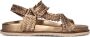 Inuovo Bronzen Geweven Sandalen met Klittenbandsluiting Brown Dames - Thumbnail 4