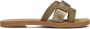 Inuovo Khaki Leren Slippers Stijlvol Model Green Dames - Thumbnail 4