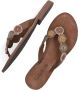 Lazamani Leren versierde teenslipper Beige Leer Teenslippers Dames - Thumbnail 8