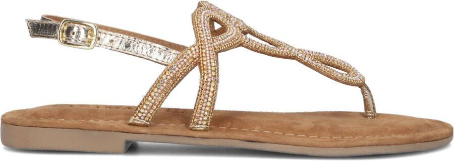 Lazamani Ladies sandals strass gold Goud Leer Platte sandalen Dames - Foto 6