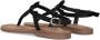 Lazamani T-strap leren teensandalen Zwart Leer Platte sandalen Dames - Thumbnail 7
