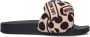 Love Moschino Zwarte rubberen sliders met geweven beige band en polkadotprint Beige Dames - Thumbnail 3