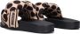 Love Moschino Zwarte rubberen sliders met geweven beige band en polkadotprint Beige Dames - Thumbnail 4