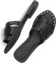 Mexx Zwarte Leren Slipper Lisa met Diamantjes Black Dames - Thumbnail 5