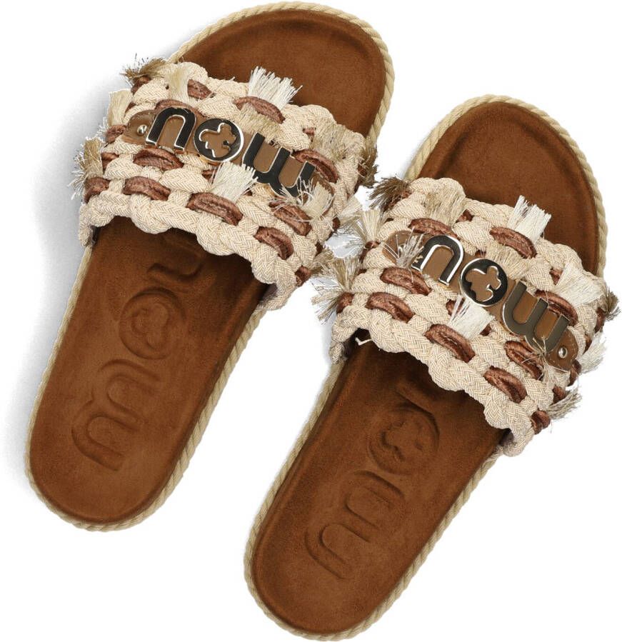 MOU Bruine Slippers Monoband Rope Sandal Fringes