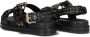 Omoda Zwarte leren sandalen met gouden details - Thumbnail 4