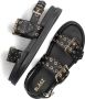 Omoda Zwarte leren sandalen met gouden details - Thumbnail 6
