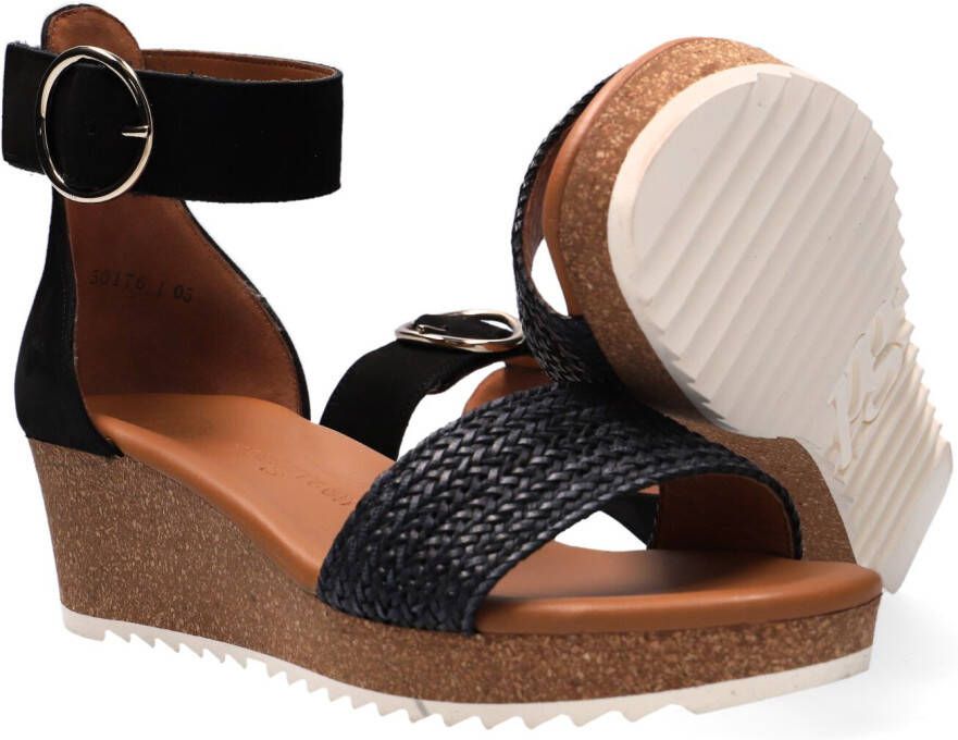 Paul Green 7793 Sandalen Met Sleehak Dames Zwart - Schoenen.nl