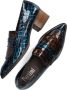 Pertini Instappers Dames Instapschoenen Damesschoenen Leer Dierenprint 32542 combi Blauw combi - Thumbnail 5