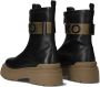 Pinko Boots Stretch Leather Biker Lace-Up With Gold Buckle in zwart - Thumbnail 4