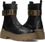 Pinko Boots Stretch Leather Biker Lace-Up With Gold Buckle in zwart - Thumbnail 6