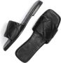 Shabbies Elegante Leren Slippers met Geweven Details Black Dames - Thumbnail 6