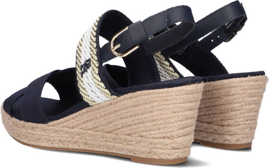 TOMMY HILFIGER Blauwe Sandalen Golden Webbing Mid Wedge