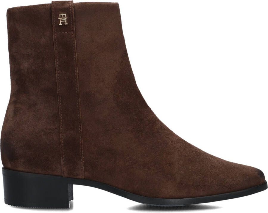TOMMY HILFIGER Bruine Enkellaarsjes Th Suede Pointy Zip Bootie
