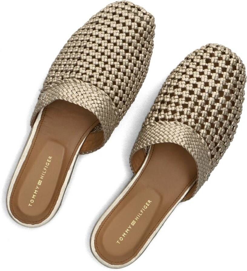 TOMMY HILFIGER Bruine Slippers Crochet Metallic Leather