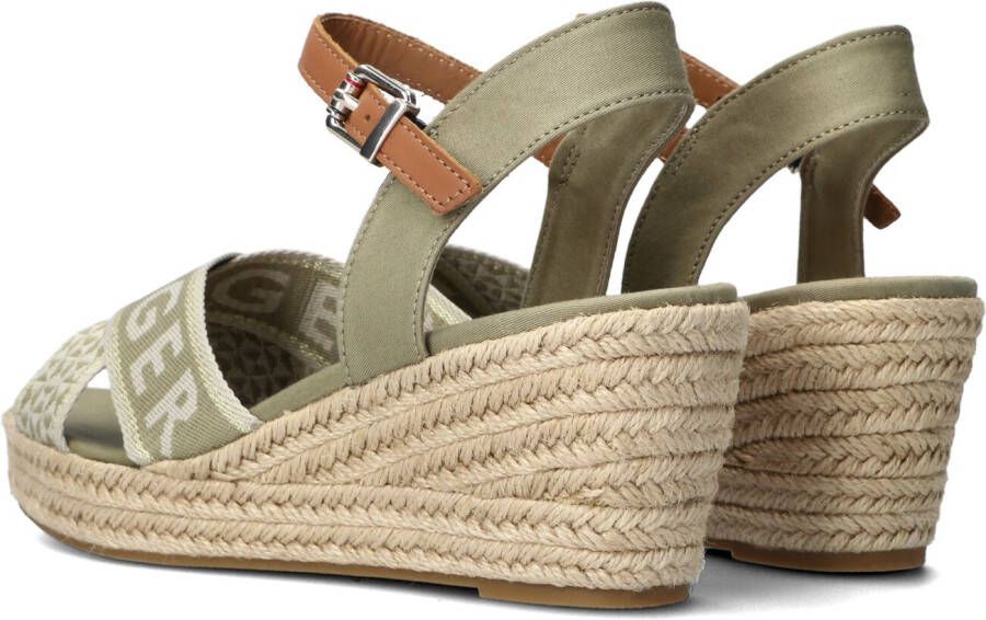 Tommy Hilfiger Groene Sandalen Tommy Webbing Low Wedge