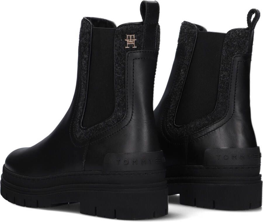 TOMMY HILFIGER Zwarte Boots Feminini Felt Chelsea Bootie