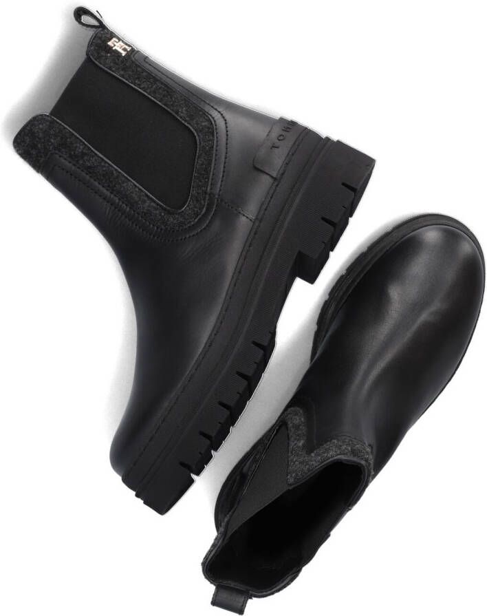 TOMMY HILFIGER Zwarte Boots Feminini Felt Chelsea Bootie