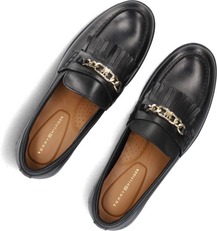 TOMMY HILFIGER Zwarte Loafers Th Chain Fringe Leather Loafer