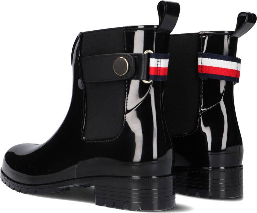 Tommy Hilfiger Zwarte Regenlaarzen Ankle Rainboot Metal Detail