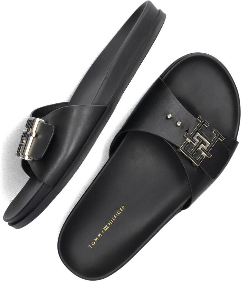 TOMMY HILFIGER Zwarte Slippers Th Hardware Flat Slip