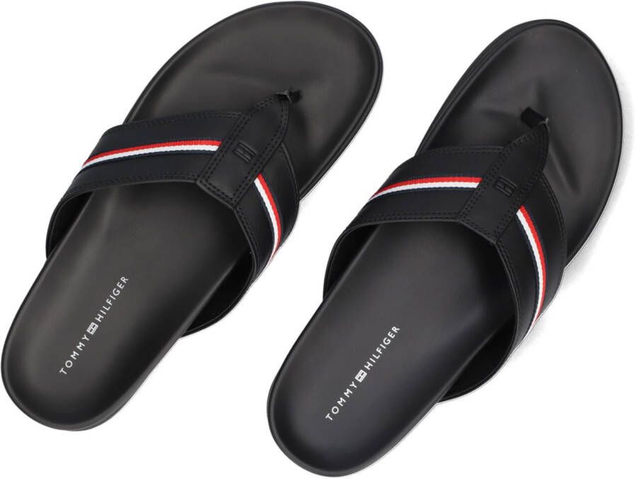 TOMMY HILFIGER Zwarte Slippers Hilfiger Toe Post
