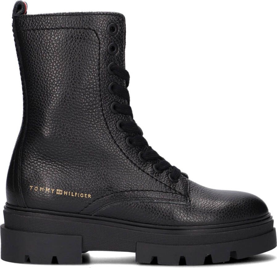 Tommy Hilfiger Zwarte Veterboots Monochromatic Lace Up Boot