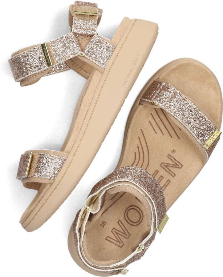 WODEN Beige Sandalen Line Glitter