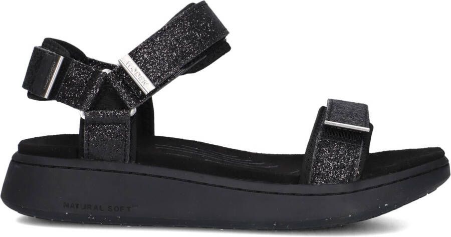WODEN Zwarte Sandalen Line Glitter
