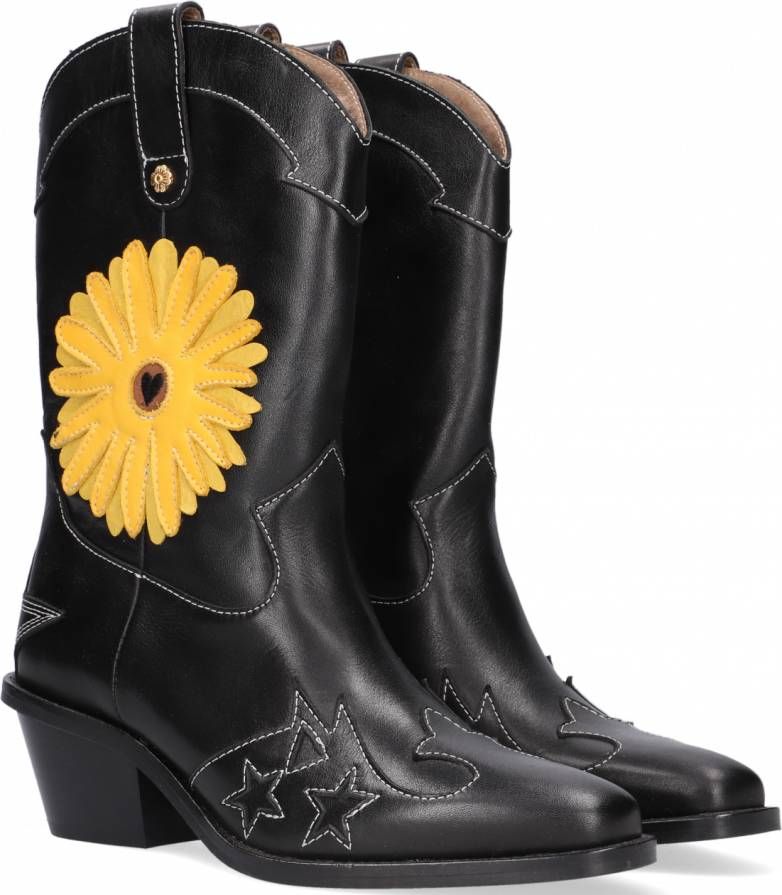 Fabienne Chapot Zwarte Cowboylaarzen Jolly SunSet Flower Boot - Schoenen.nl
