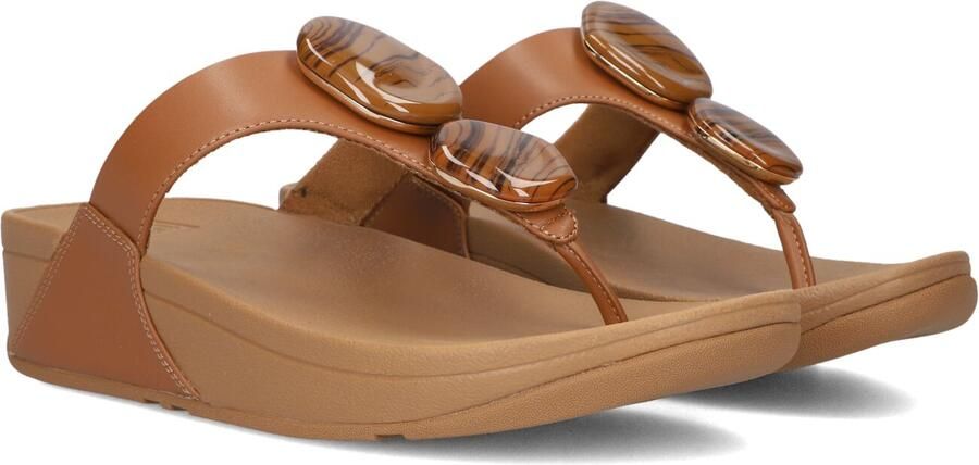 FITFLOP Teenslippers Dames Lulu Marbled Stone Toe-post Maat: 37 Materiaal: Leer Kleur: Camel