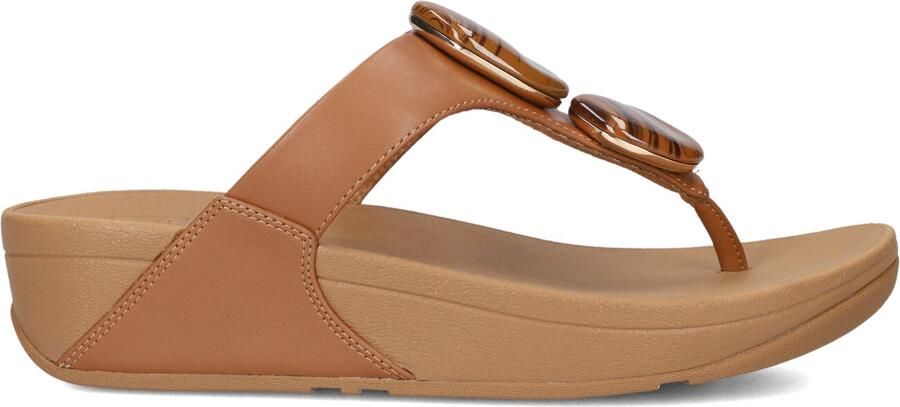 FITFLOP Teenslippers Dames Lulu Marbled Stone Toe-post Maat: 37 Materiaal: Leer Kleur: Camel - Foto 3