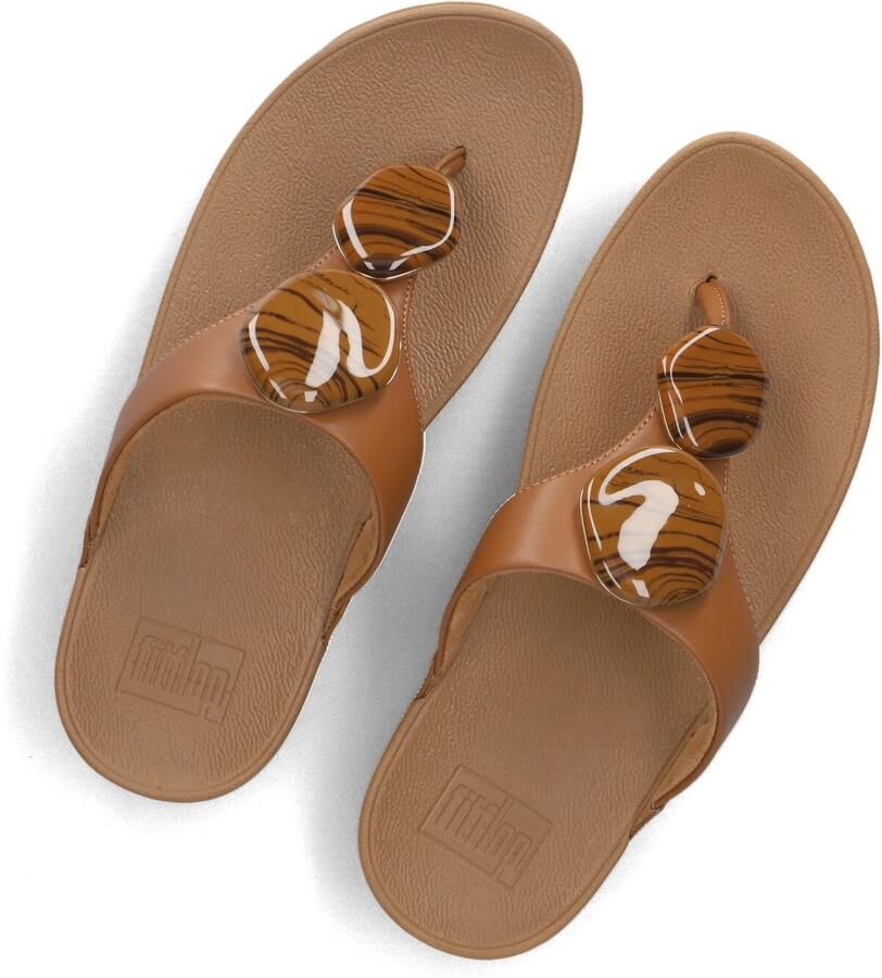 FITFLOP Teenslippers Dames Lulu Marbled Stone Toe-post Maat: 37 Materiaal: Leer Kleur: Camel - Foto 2