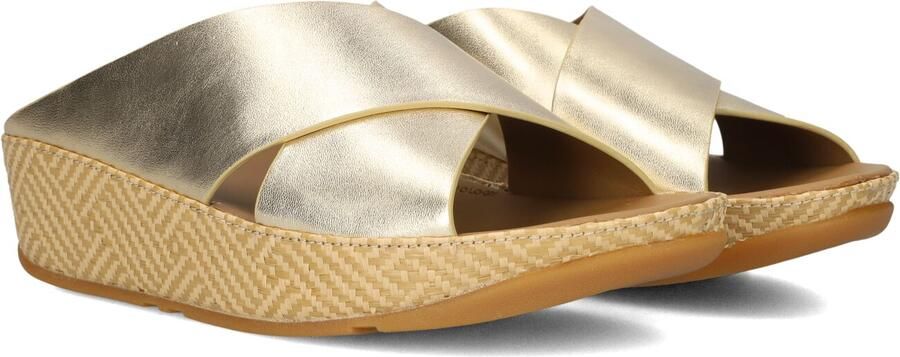 FITFLOP Slippers Dames Lulu Lux Cross Slide Maat: 37 Materiaal: Leatherlook Kleur: Goudkleurig