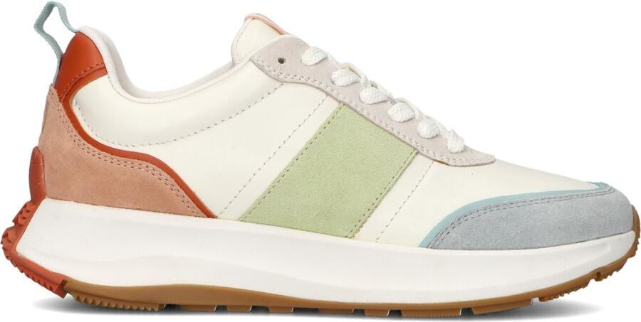 FitFlop TM F-Mode Flow leren sneakers wit zalm groen